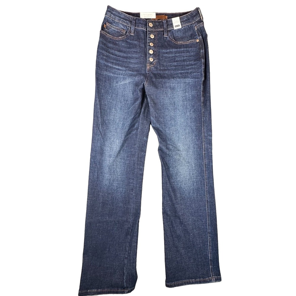Judy Blue Straight Leg Jeans 11/30 High Waist Button Fly Embroidered Classic New